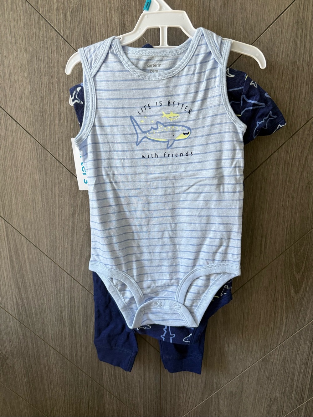 Carter's Light Blue Shark 3 piece Matching Set